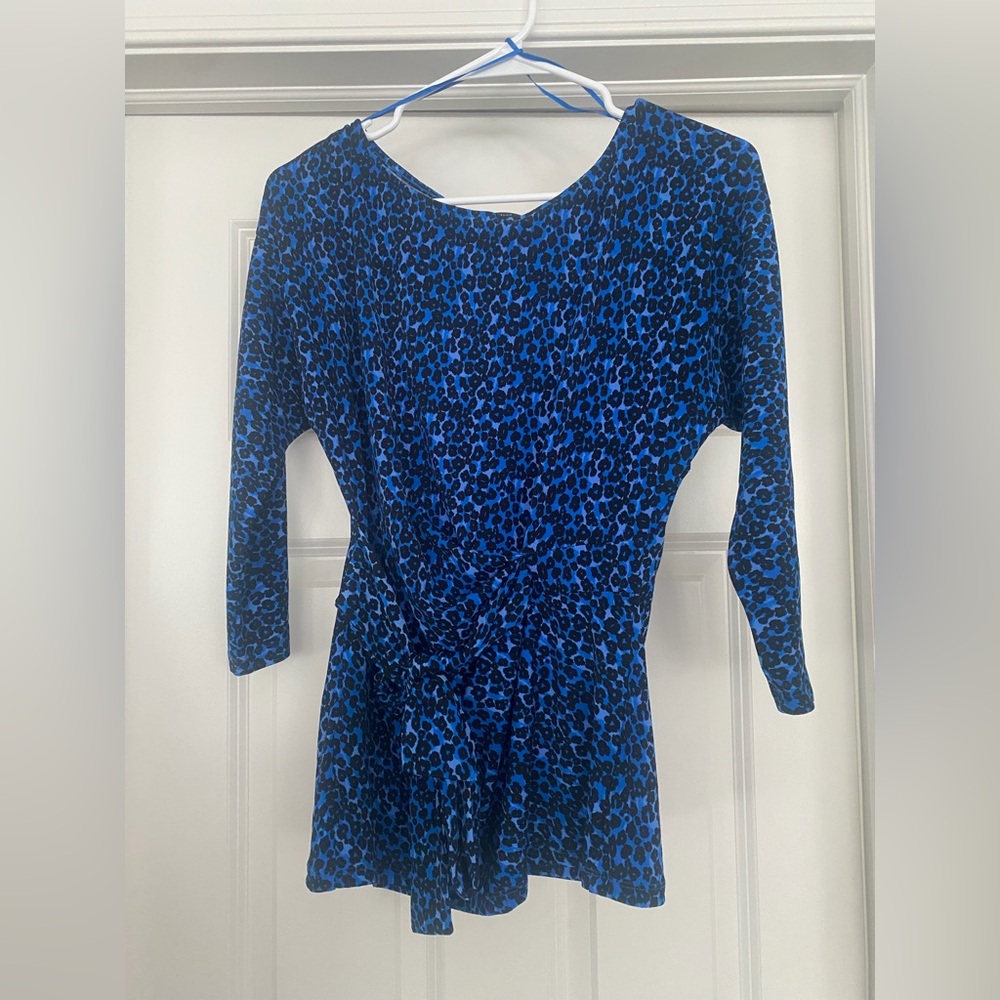 Ann Taylor Blue Animal Print Blouse
